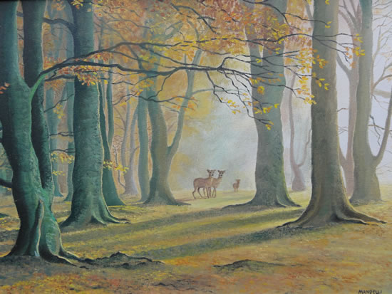 Deer In Autumn Woods - Surrey Art Gallery of Danielle Mandelli