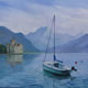 Boat On Lake at Montreux - Painting