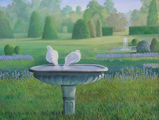 Doves - Painting in Surrey Art Gallery